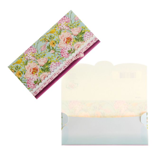 Конверт для денег "Универсальный" цветы, голубой фон