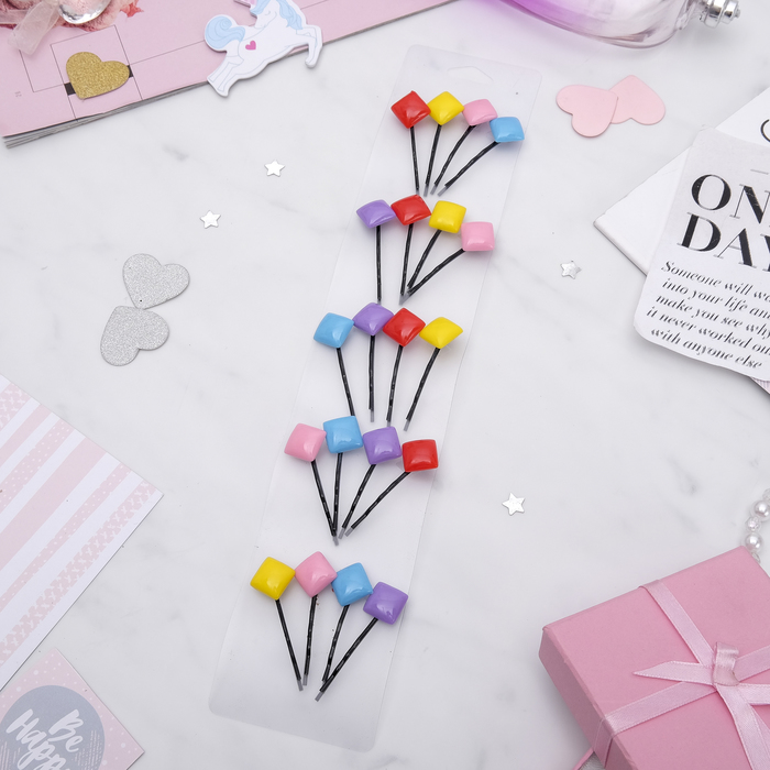 Невидимки для волос "Радуга" ромб (набор 20 шт.), микс