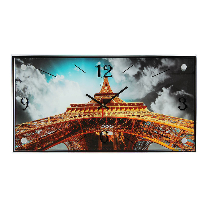 Часы-картина настенные "Эйфелева башня, вид снизу", 52х26 см микс