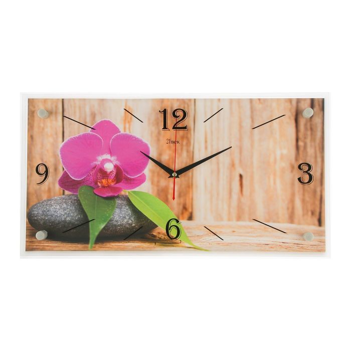 Часы-картина настенные "Орхидея на камне", 52х26 см  микс