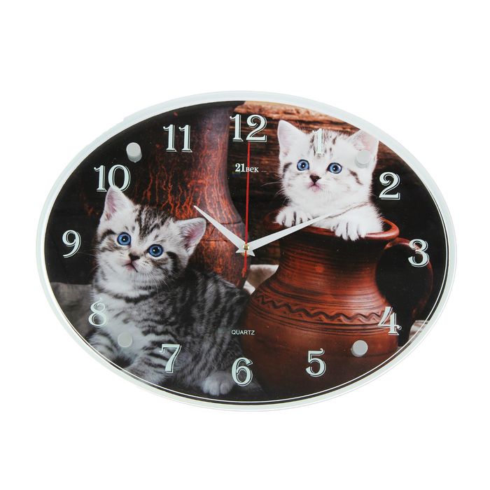 Часы настенные овальные "Голубоглазые котята", 35х46 см