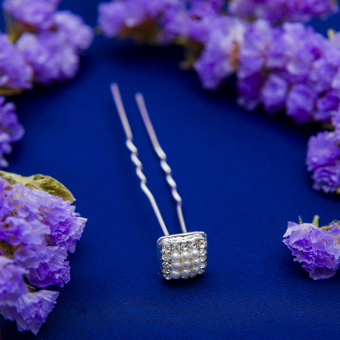 Шпилька для волос "Квадрат", с жемчугом