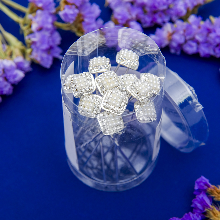 Шпилька для волос "Квадрат", с жемчугом