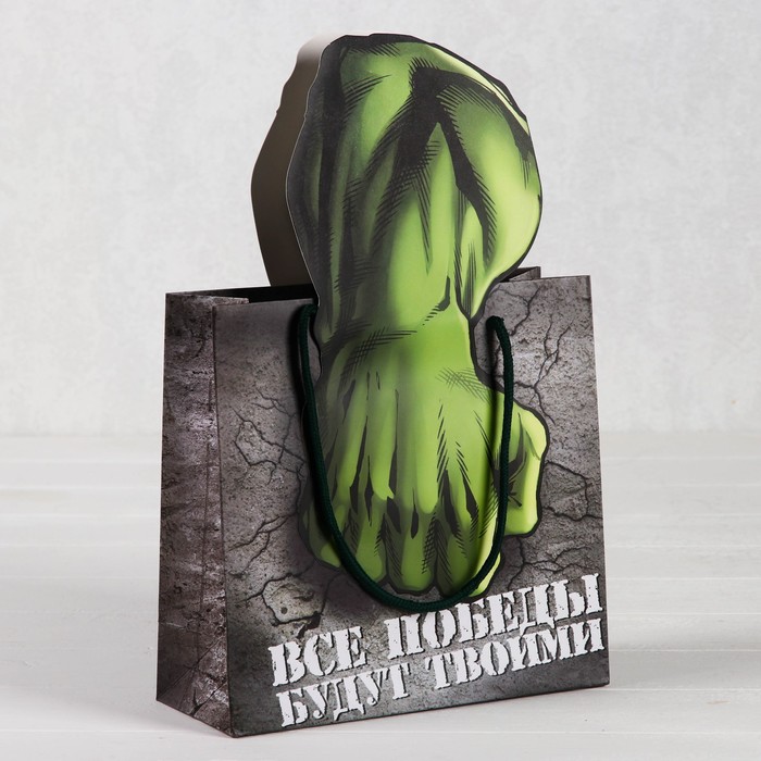 Пакет подарочный с фигурной ручкой "Все победы будут твоими", Мстители