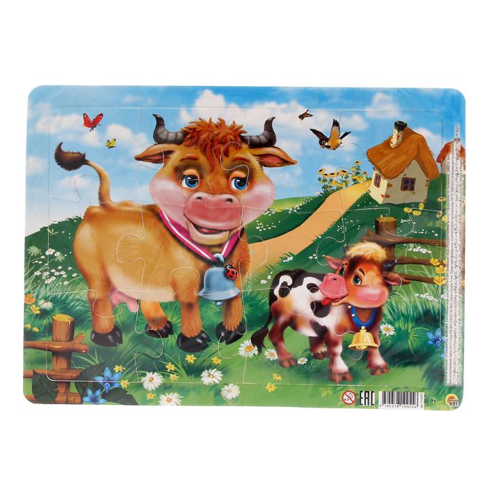 Пазлы "Корова", 12 элемента