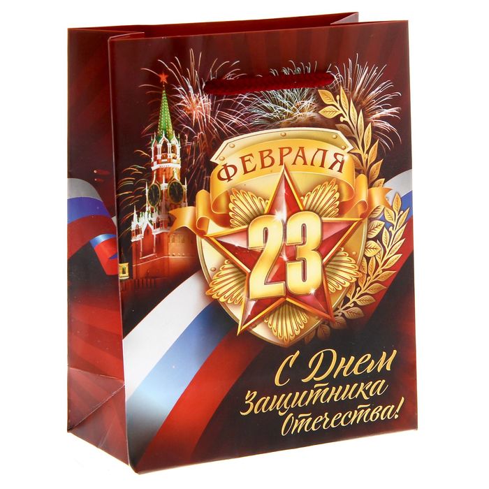 Пакет ламинированный вертикальный «С днём Защитника Отечества», S 11 × 14 × 5,5 см