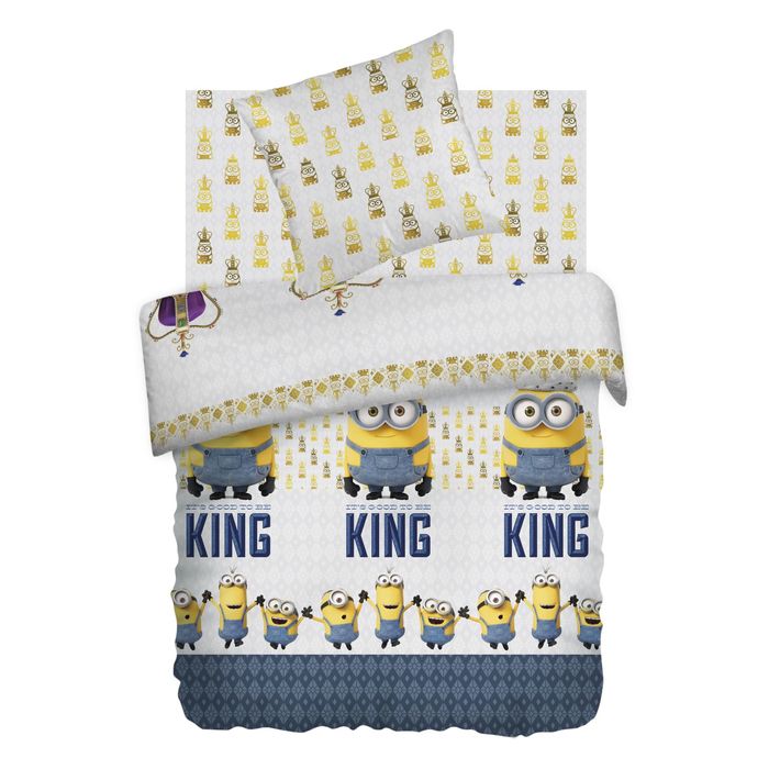 Постельное бельё 1,5 сп., "Миньоны" Кинг, размер 143х215 см, 150х214 см, 70х70 см-1 шт., бязь, 120 г/м2