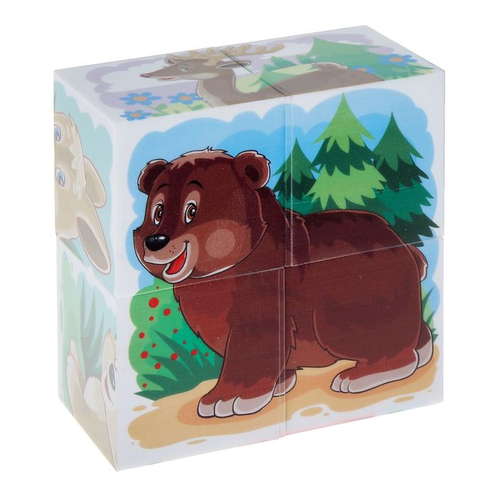 Кубики "Дикие животные", 4 штуки