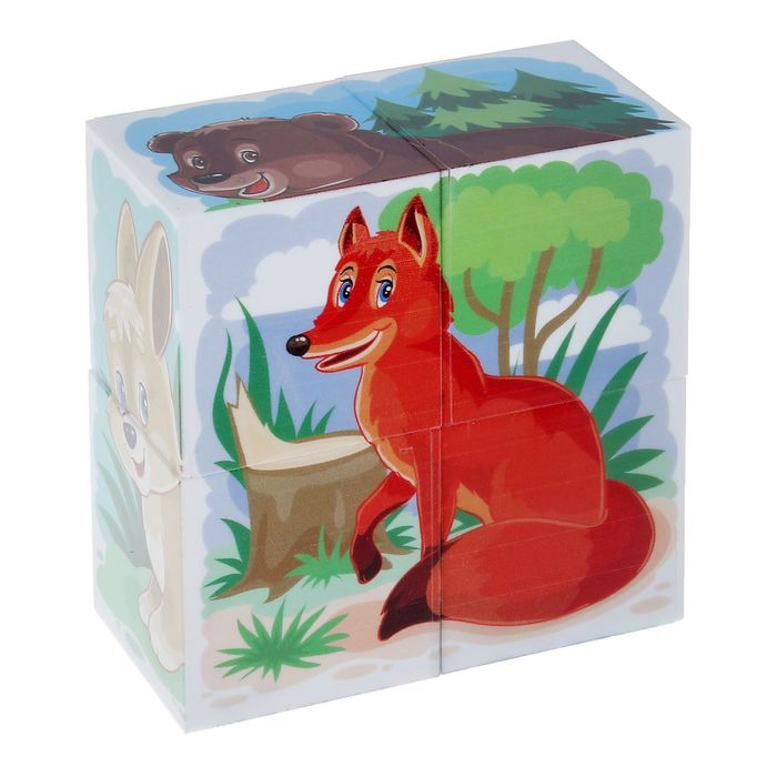 Кубики "Дикие животные", 4 штуки