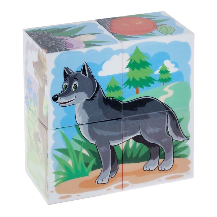 Кубики "Дикие животные", 4 штуки