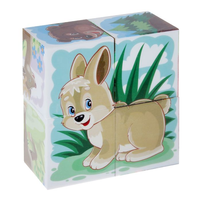 Кубики "Дикие животные", 4 штуки