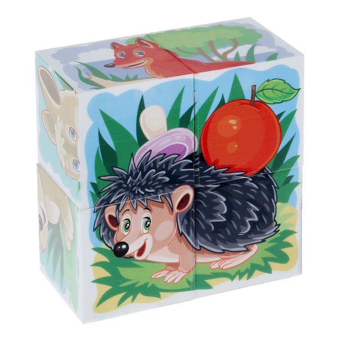 Кубики "Дикие животные", 4 штуки