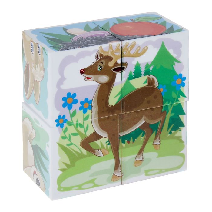 Кубики "Дикие животные", 4 штуки