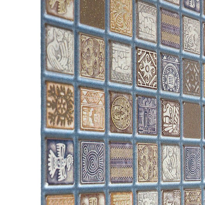 Панель ПВХ Мозаика медальон синий 955*488