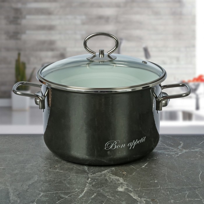 Кастрюля 4 л Bon appetit, цвет мокрый асфальт