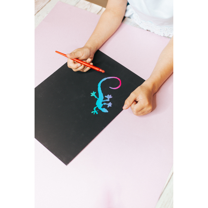 3 гравюры и 2 трафарета "Животные" А4 с цветным основанием