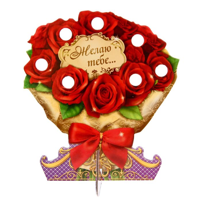 Настольная фигурка со свитками "С 8 Марта!" (букет)