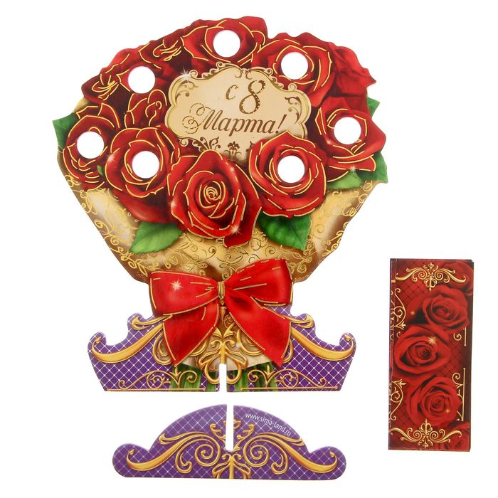Настольная фигурка со свитками "С 8 Марта!" (букет)