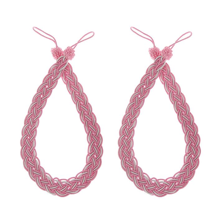 Подхват для штор "Косичка", набор 2шт, цвет розовый