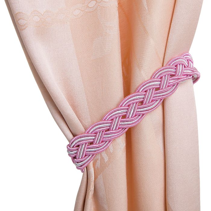 Подхват для штор "Косичка", набор 2шт, цвет розовый