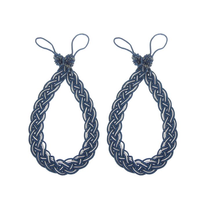 Подхват для штор "Косичка", набор 2шт, цвет синий