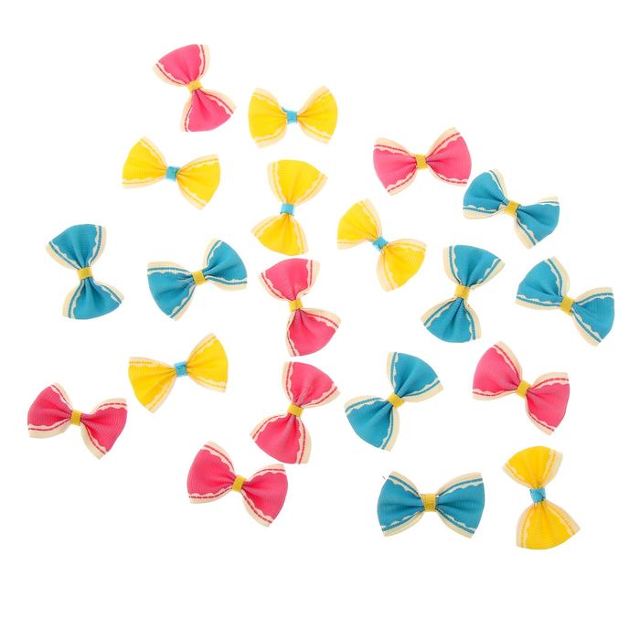 Декор для творчества "Бант с белым краем" (набор 20 шт) МИКС