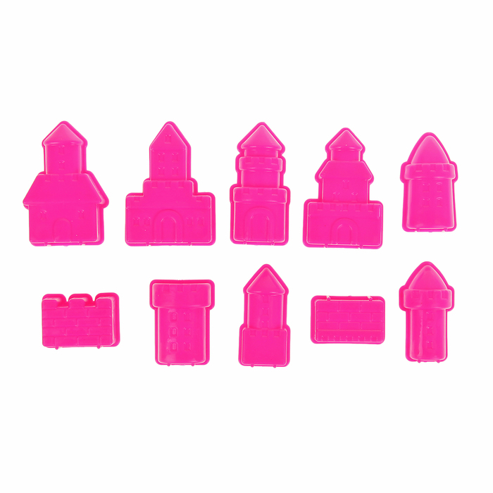 Песок для лепки "Замки", 10 формочек + совок, песочница надувная, зелёный и голубой по 1 кг