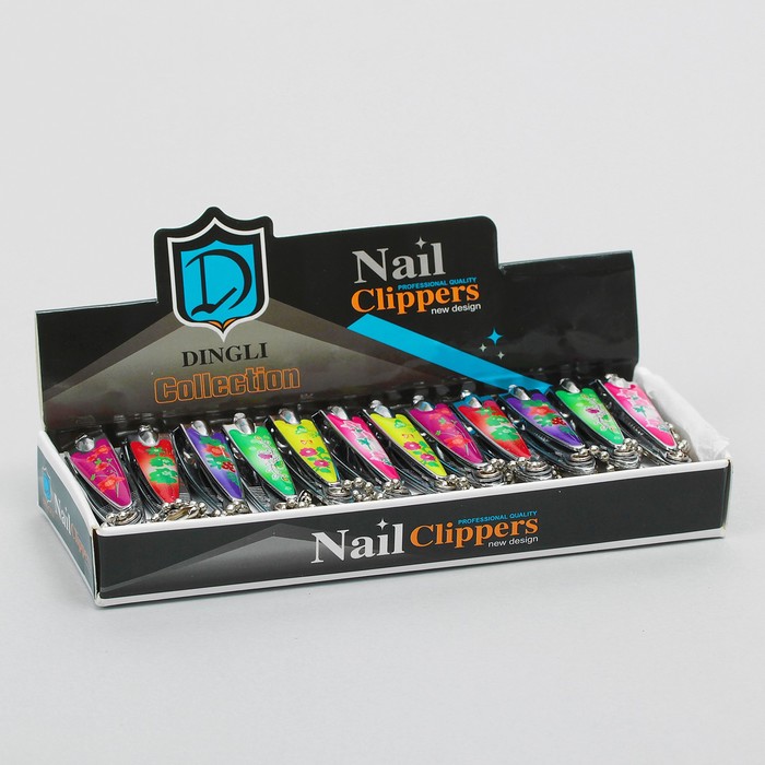 Кусачки-книпсер маникюрные, с пилкой, 5,5(±0,5)см, разноцветные