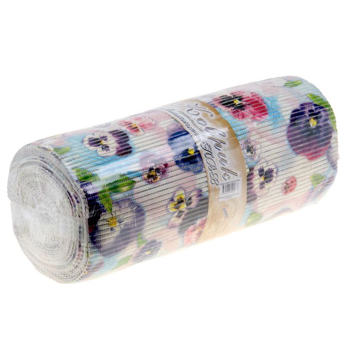 Коврик напольный ПВХ ширина 65 см, рулон 15 м "Анютины глазки"