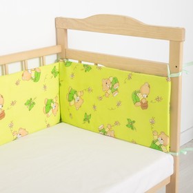 

Бортик "Мишки с медом" бязь,поролон, 4 части (2 ч: 30*60см, 2 ч: 30*120см), цвет салат.542