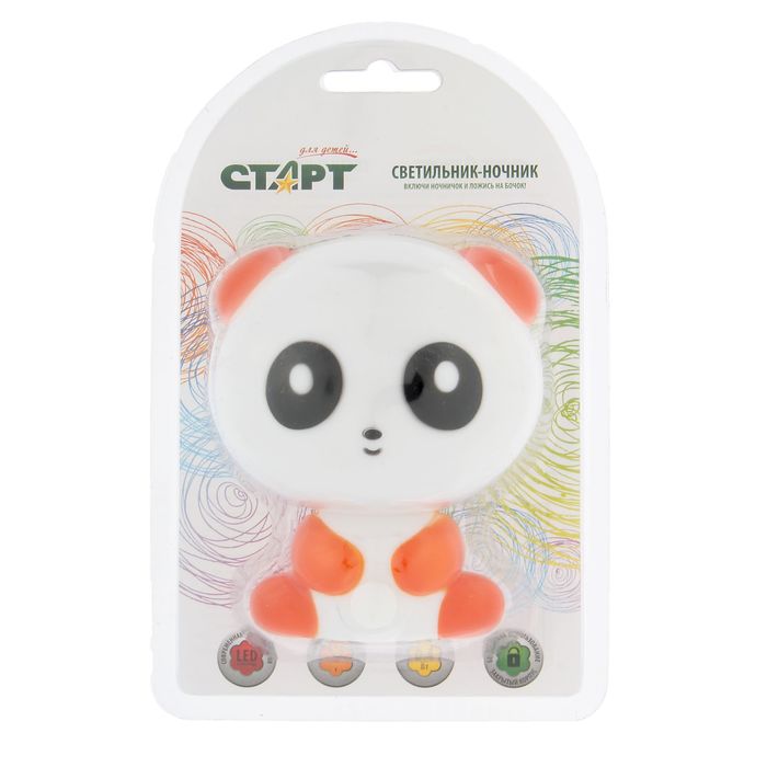 Ночник "Панда", оранжевый, 1 LED