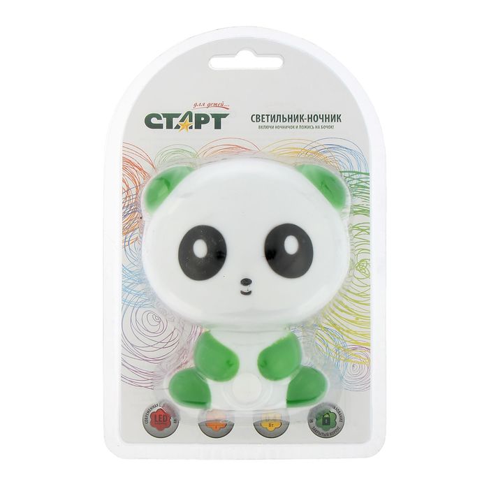 Ночник "Панда", зелёный, 1 LED