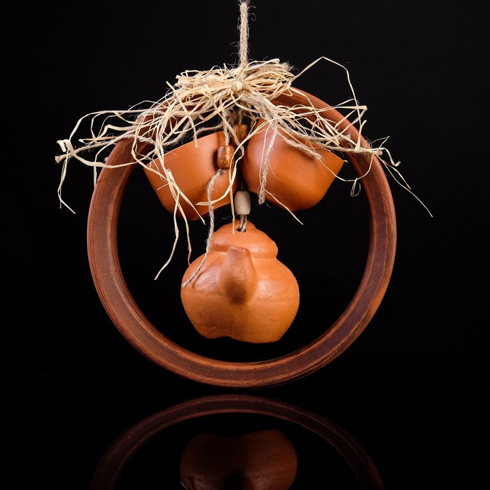 фото Оберег "чайный набор", в кольце, 3 предмета красная глина