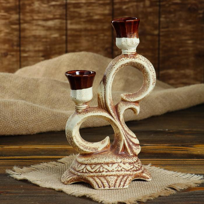 Подсвечник "Флора" для двух свечей лепка