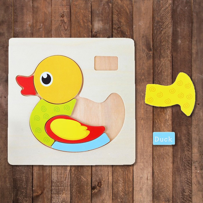 Рамка-вкладыш на деревянном основании "Утёнок", 6 элементов