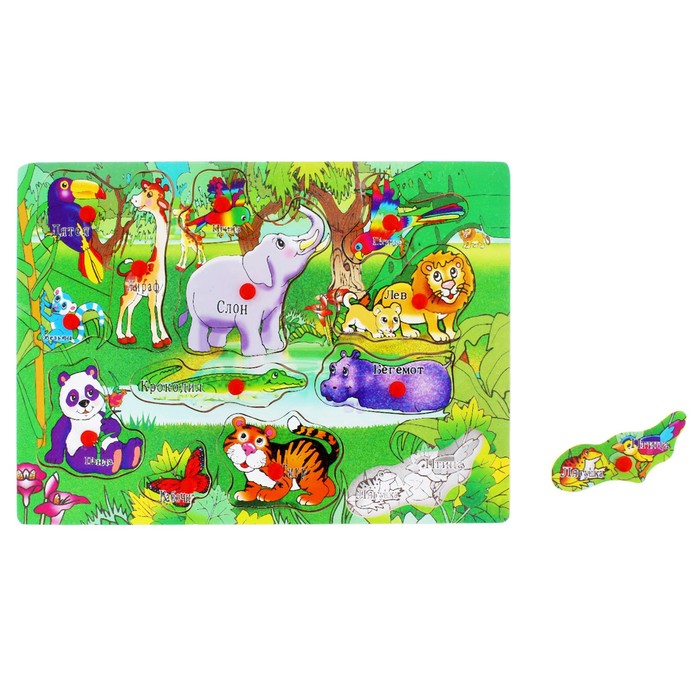 Рамка-вкладыш "Африканские животные", русский язык, 13 элементов