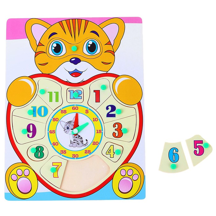 Часы рамка - вкладыш "Полосатый кот", 13 элементов