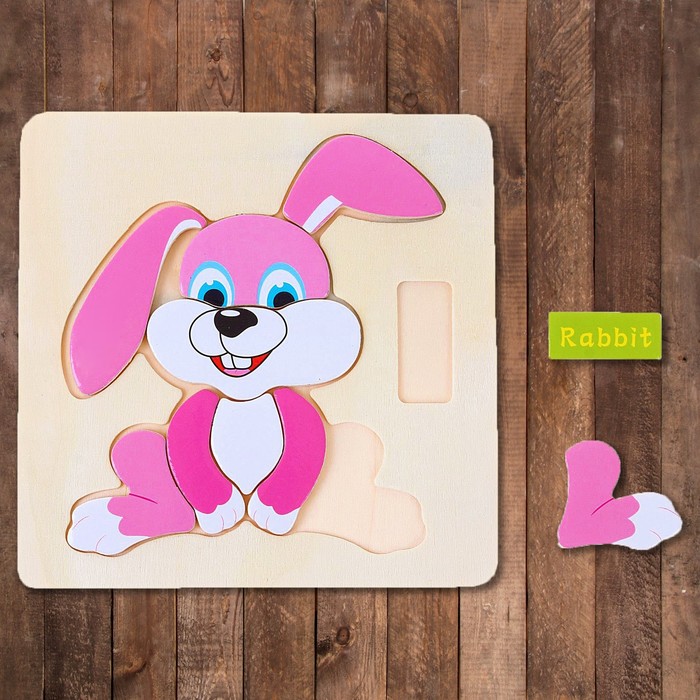 Рамка - вкладыш на деревянном основании "Зайка", 9 элементов