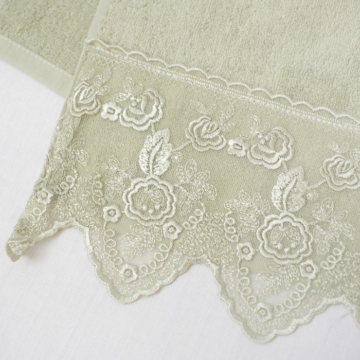 Полотенце "Этель" Кружево грин 34*76 см, 100% хлопок, 350гр/м2
