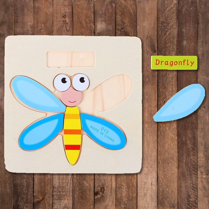 Рамка - вкладыш на деревянном основании "Стрекоза", 8 элементов