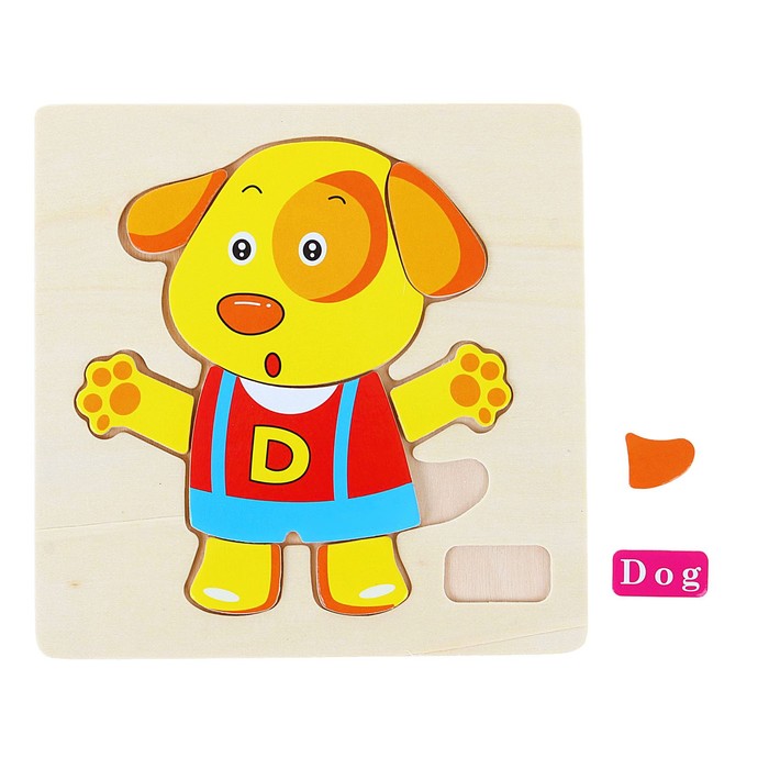 Рамка - вкладыш на деревянном основании "Собачка", 9 элементов