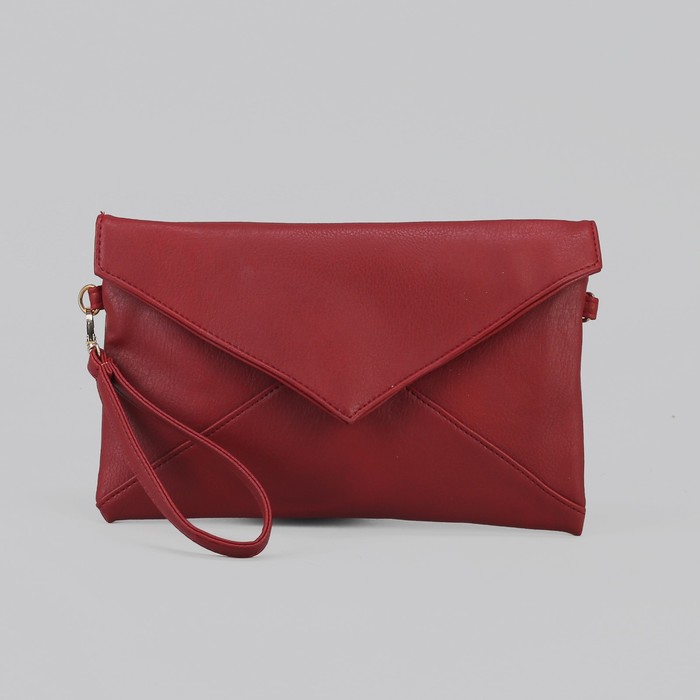 Клатч женский, 1 отдел, с ручкой, цвет тёмно-красный