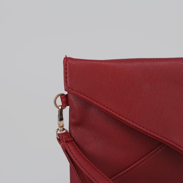 Клатч женский, 1 отдел, с ручкой, цвет тёмно-красный