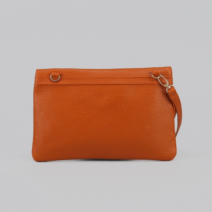 Клатч женский на молнии, 1 отдел, с ручкой, оранжевый