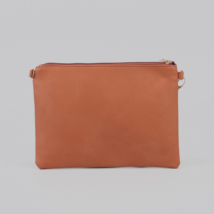 Клатч женский на молнии, 1 отдел, с ручкой, цвет бежевый