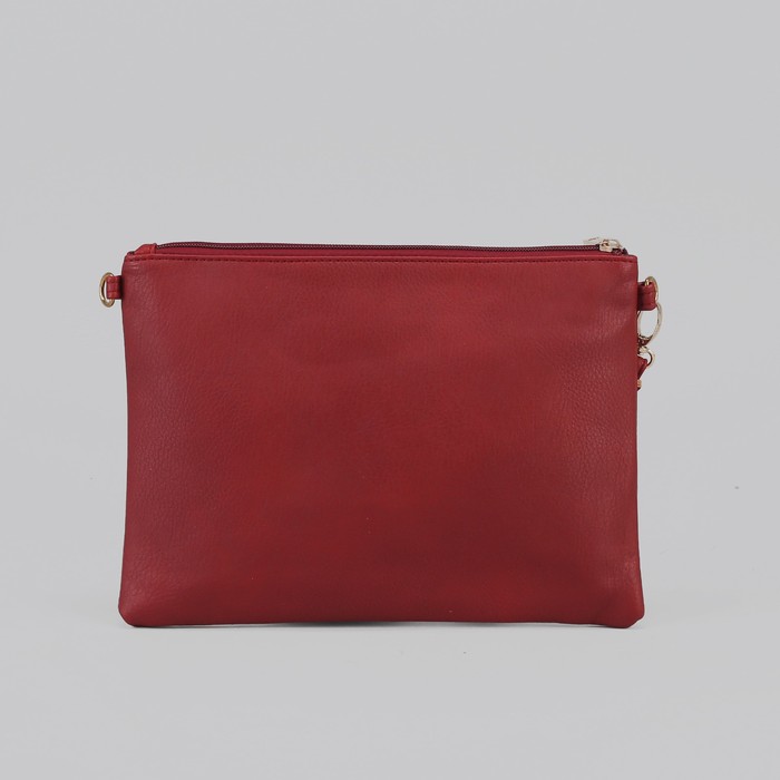Клатч женский на молнии, 1 отдел, с ручкой, красный