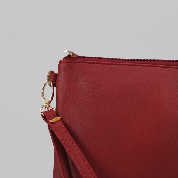 Клатч женский на молнии, 1 отдел, с ручкой, красный