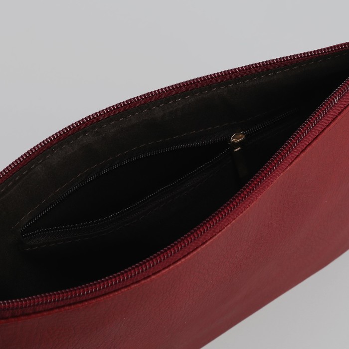 Клатч женский на молнии, 1 отдел, с ручкой, красный