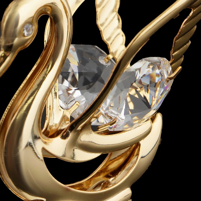 Сувенир «Два лебедя с сердцем», на подставке, с кристаллами Сваровски, 5,5 см