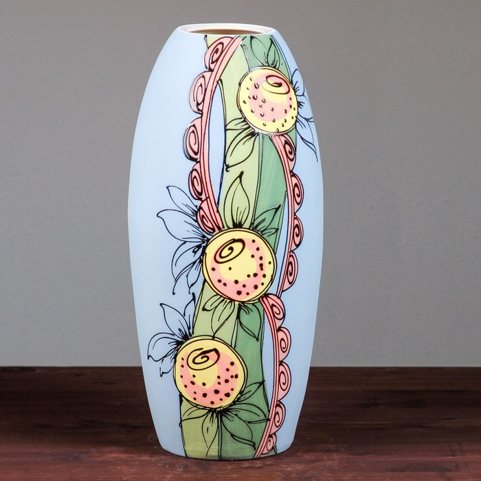 Ваза напольная "Евро" ангоб, клубки, микс